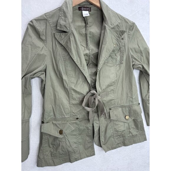 XCVI Women's Green Lightweight Utility Tie Front Jacket Size Large - Picture 9 of 13